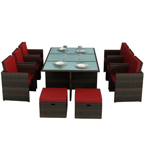 Garden furniture Bali table with 6 chairs and 4 stools by Jet-Line-0-large