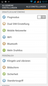 Dual SIM settings in Android 4.2 Menu