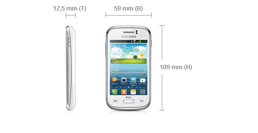 Dimensions of GT-S6312 Dimensions of GT-S6312