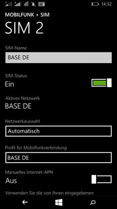 Nokia 630 dual SIM card settings
